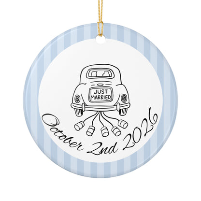 Just Married Getaway Car Ornament – Personalized Wedding Date