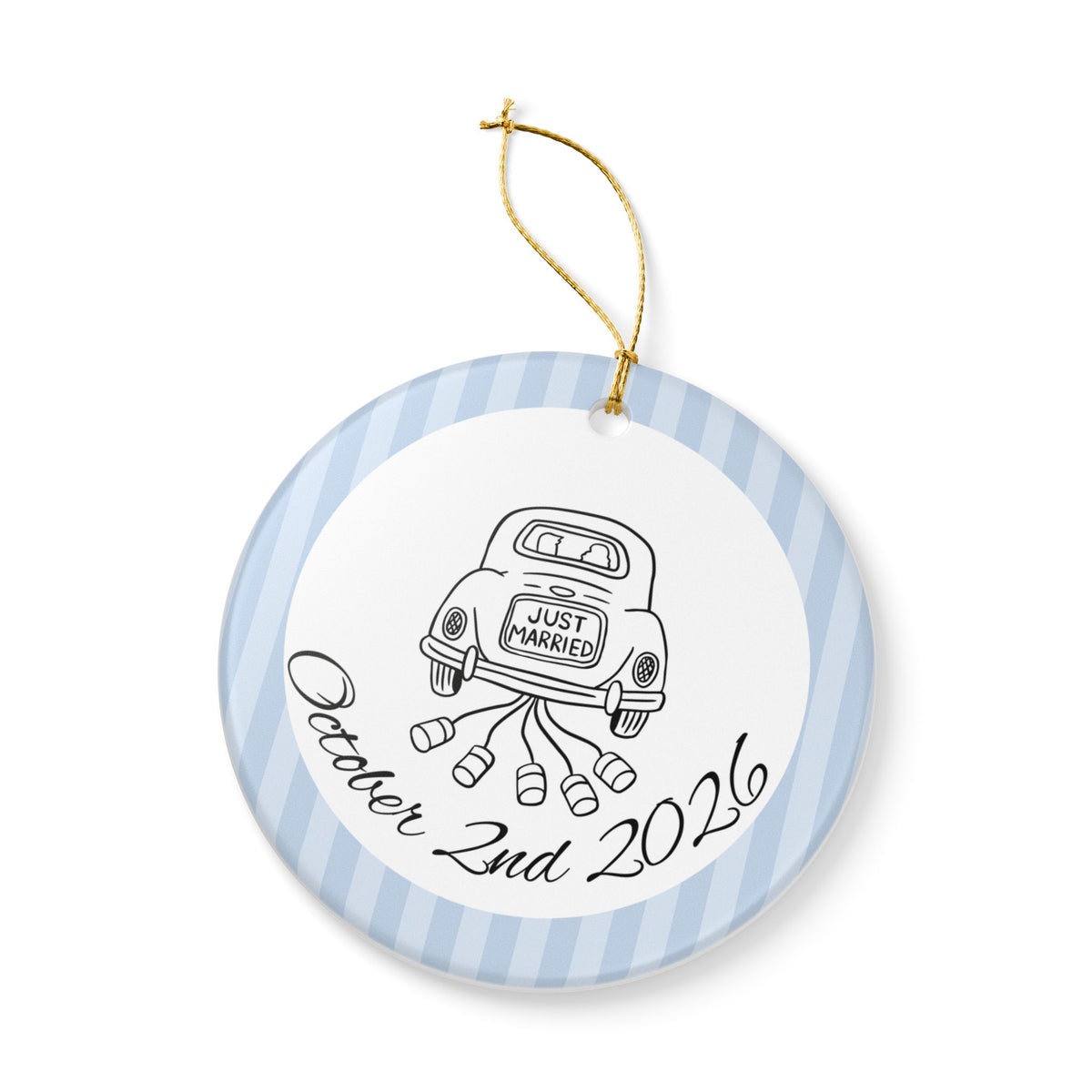 Just Married Getaway Car Ornament – Personalized Wedding Date