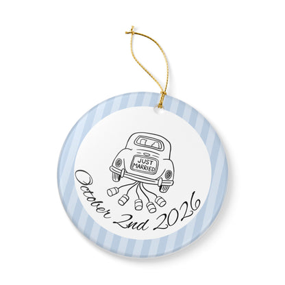 Just Married Getaway Car Ornament – Personalized Wedding Date