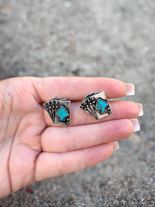 Ace Card Turquoise Earrings
