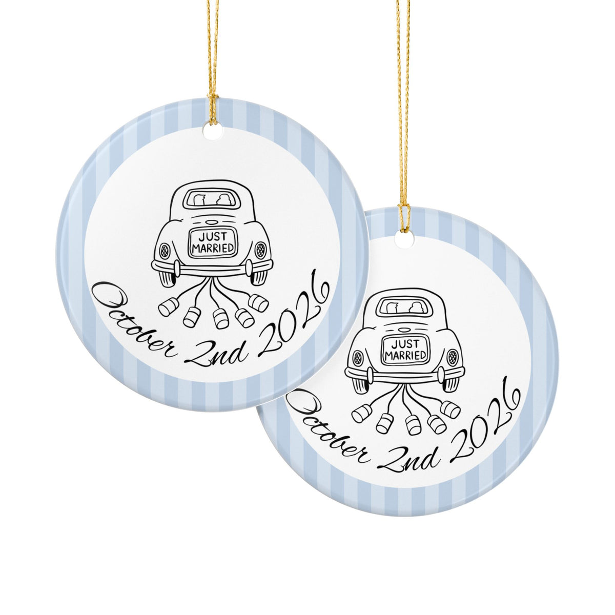 Just Married Getaway Car Ornament – Personalized Wedding Date