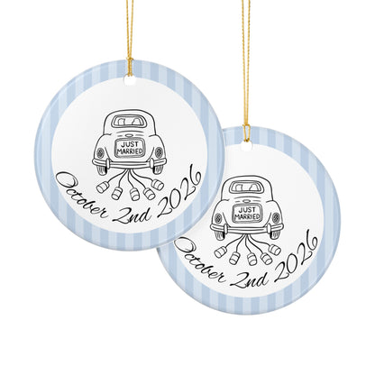 Just Married Getaway Car Ornament – Personalized Wedding Date