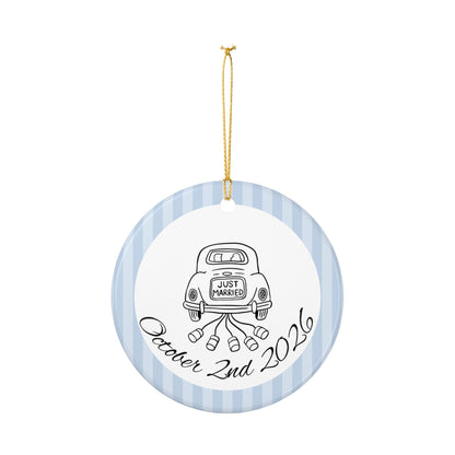 Just Married Getaway Car Ornament – Personalized Wedding Date