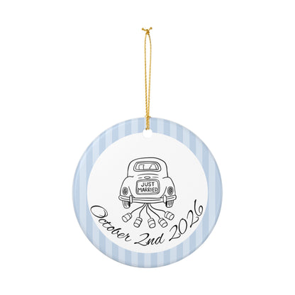 Just Married Getaway Car Ornament – Personalized Wedding Date