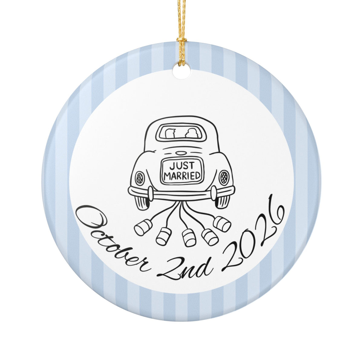 Just Married Getaway Car Ornament – Personalized Wedding Date